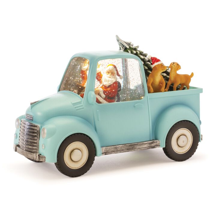 Snow Globe with Santa in Truck and Dogs for Festive Christmas Décor