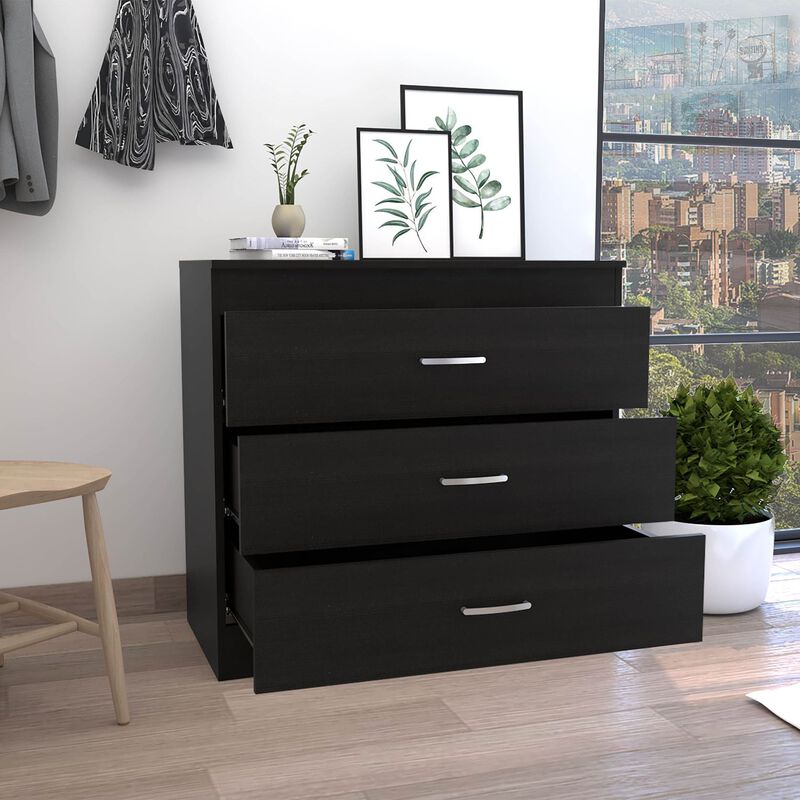 DEPOT E-SHOP Zurich Three Drawers Dresser, Metal Hardware, Superior Top