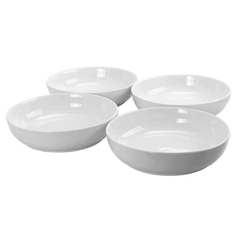 Gibson Home Extra Wide 8.5 in. Stoneware Dinner and Serving Bowls in White, Set of 4