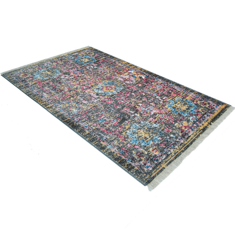 RUGSOTIC CARPETS MACHINE MADE POLYESTER AREA RUGS  - 1'8''x2'10'', Rectangle Shape, Multicolor Color, Classic Oriental Traditional  Design, Low Pile Machine Made Area Rugs (M00086)