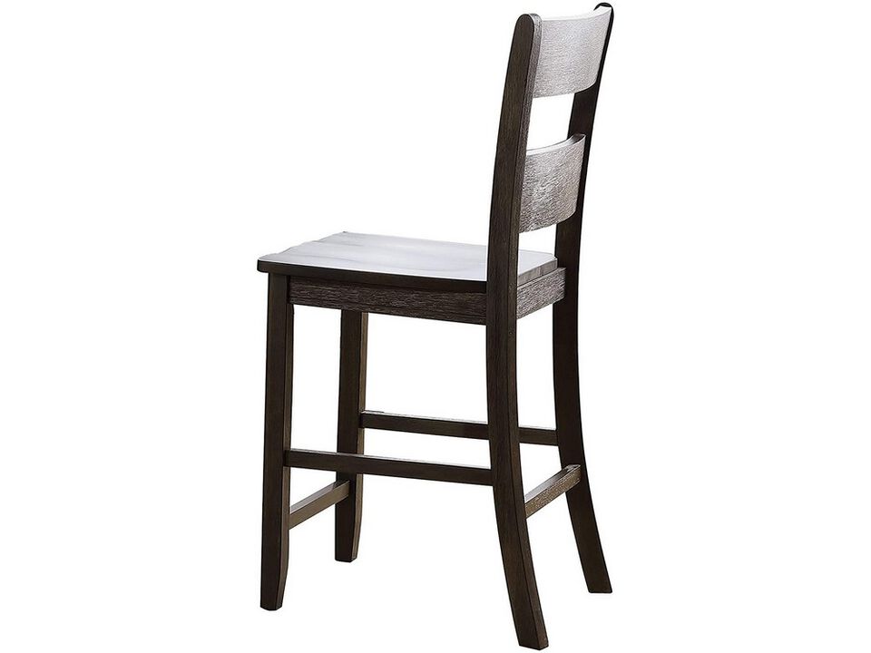 Wooden Counter Height Side Chair with Ladder Backrest, Set of 2, Dark Brown - Benzara