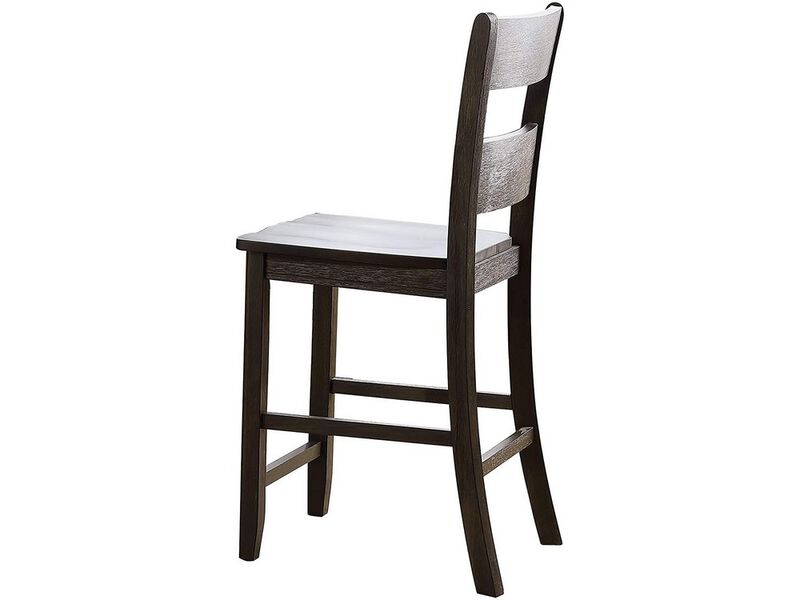 Wooden Counter Height Side Chair with Ladder Backrest, Set of 2, Dark Brown - Benzara