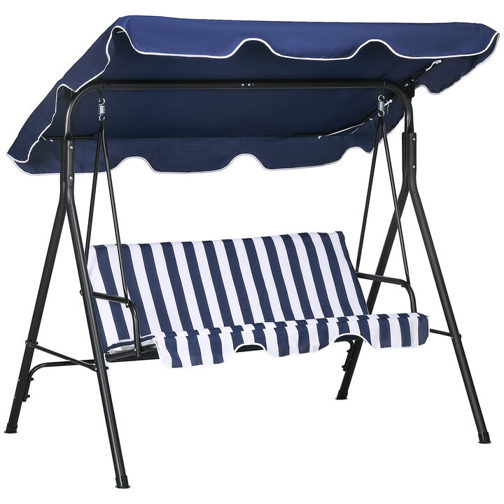 Porch Swing Hammock Bench Lounge Chair Steel 3-seat Padded Outdoor w/ Canopy