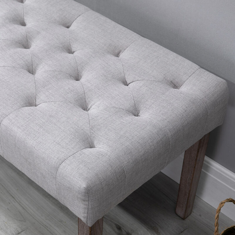 Simple Tufted Upholstered Ottoman Accent Bench with Soft Comfortable Cushion