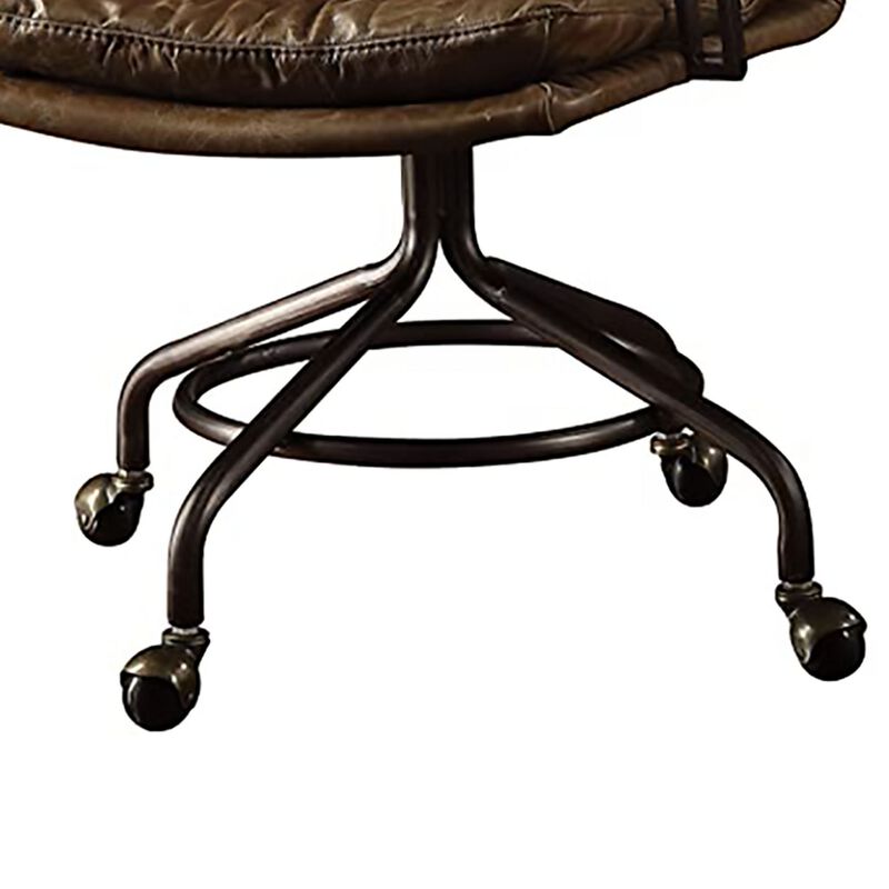 Metal & Leather Executive Office Chair, Vintage Whiskey Brown-Benzara