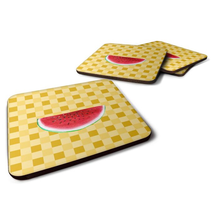 Caroline's Treasures Sliced Watermelon on Basketweave Decorative coasters, 3.5, Multicolor