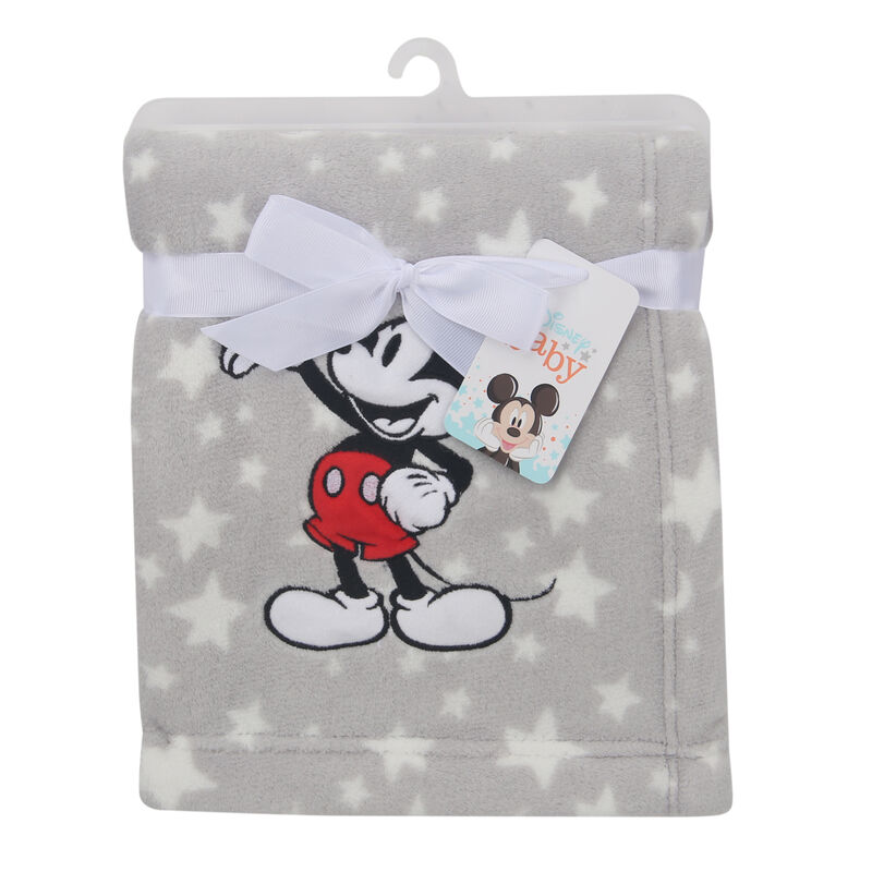 Lambs & Ivy Disney Baby Mickey Mouse Stars Gray Soft Fleece Baby Blanket