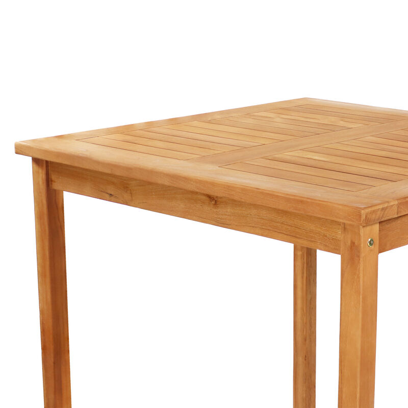 Sunnydaze 31" Square Teak Wood Outdoor Bar Table