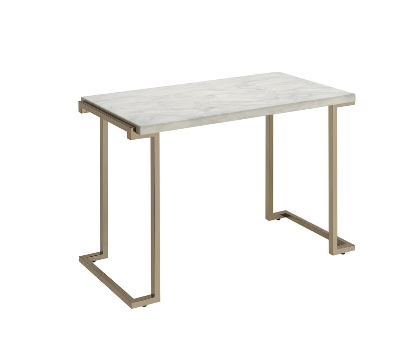 ACME Boice II Sofa Table, Faux Marble & Champagne