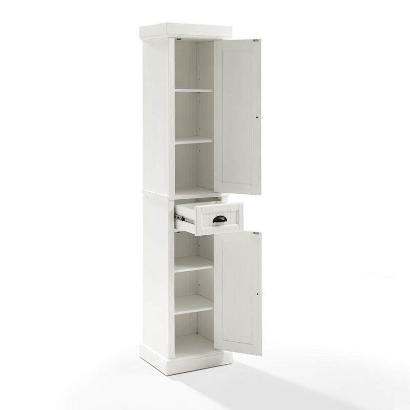 Crosley Furniture Seaside Tall Linen Cabinet Distressed White