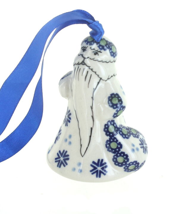 Blue Rose Polish Pottery Tulip Father Christmas Ornament