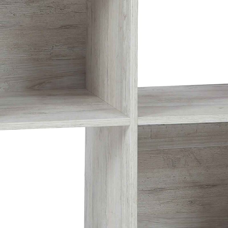 4 Cube Wooden Organizer with Grain Details, Washed White-Benzara