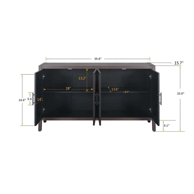 Vintage American 4 Door Wooden Sideboard