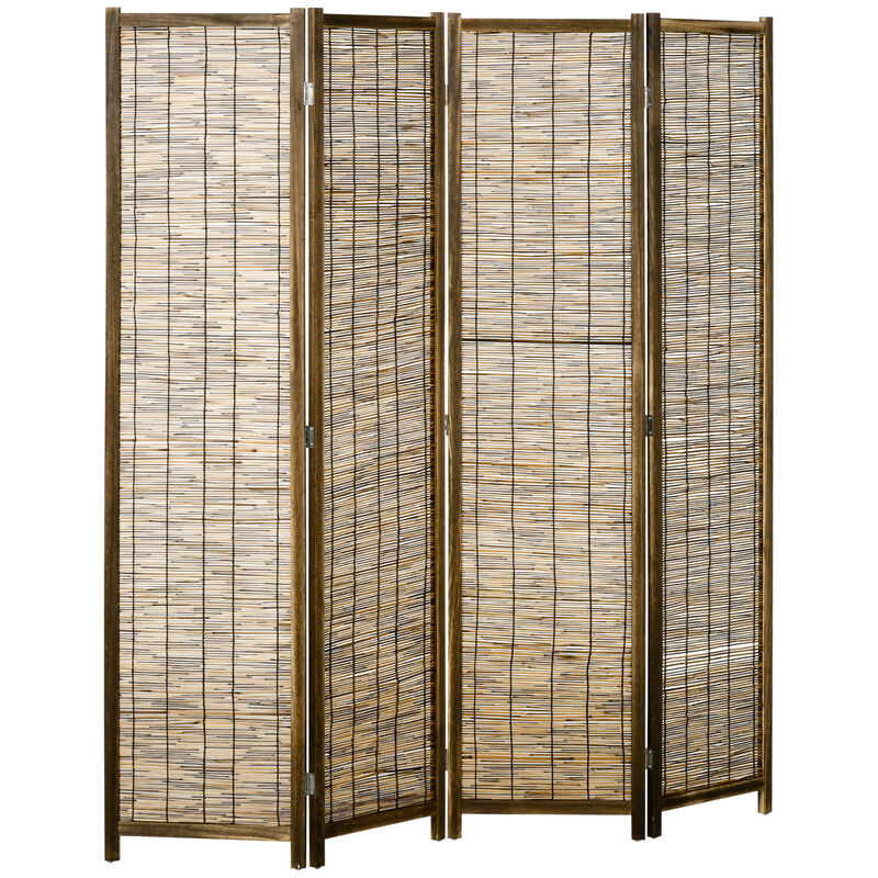 HOMCOM 4 Panel Room Divider 5.5 Ft Tall Portable Folding Privacy Screens Brown
