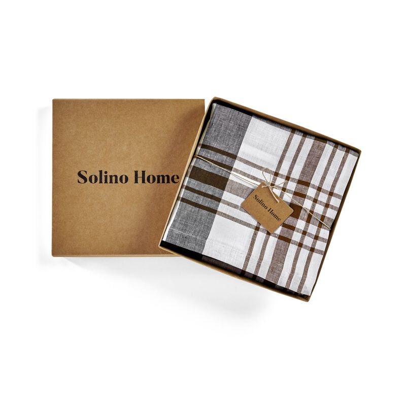 Solino Home 100% Pure Linen Tablecloth | Oxford Plaid for Spring and Easter
