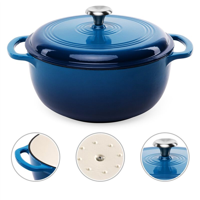QuikFurn 6 Quart Large Cast-Iron Dutch Oven Kitchen Cookware