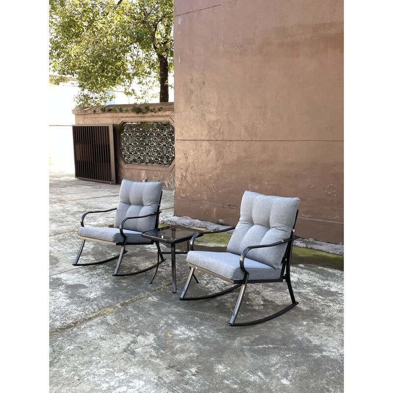 Rocker S Chair And Teapoy Medium Grey