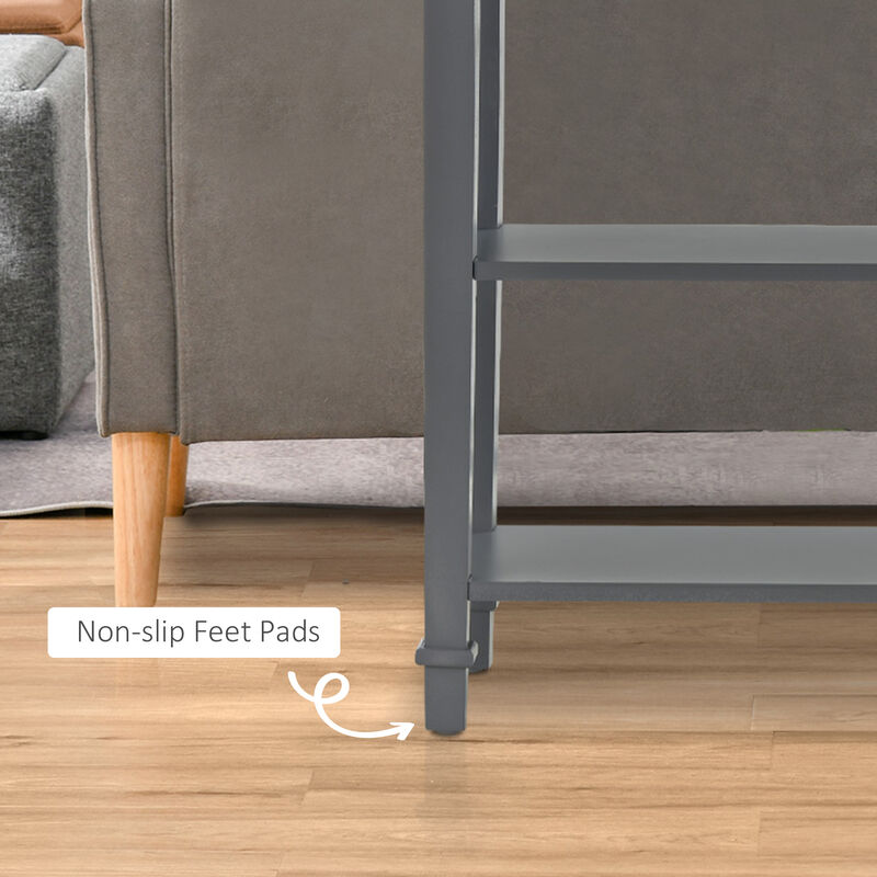 Freestanding Wooden End Table with 2 Open Shelving Spaces and Pull-Put Drawer