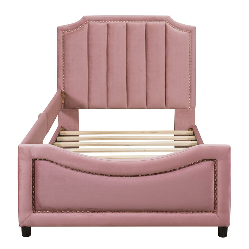 Merax Velvet Upholstered Daybed with Headboard