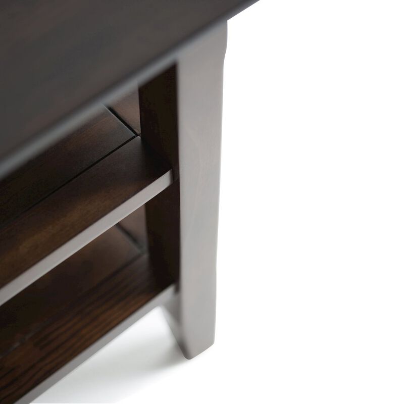 Simpli Home Acadian Solid Wood Narrow Side Table In Brunette Brown
