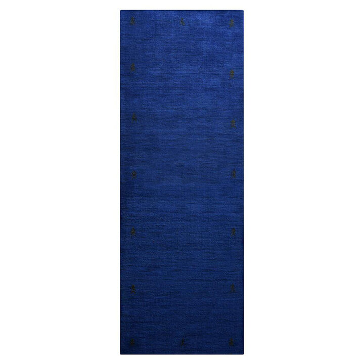 Rugsotic Carpets Hand Knotted Loom Wool 2'6''x10' Runner Area Rug Contemporary Blue L00226