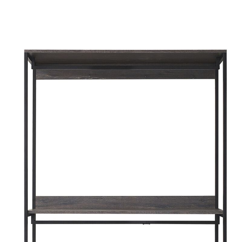 Gin Wide  Modular Closet System, 3 Gray Shelves, 2 Hanging Rods, Black