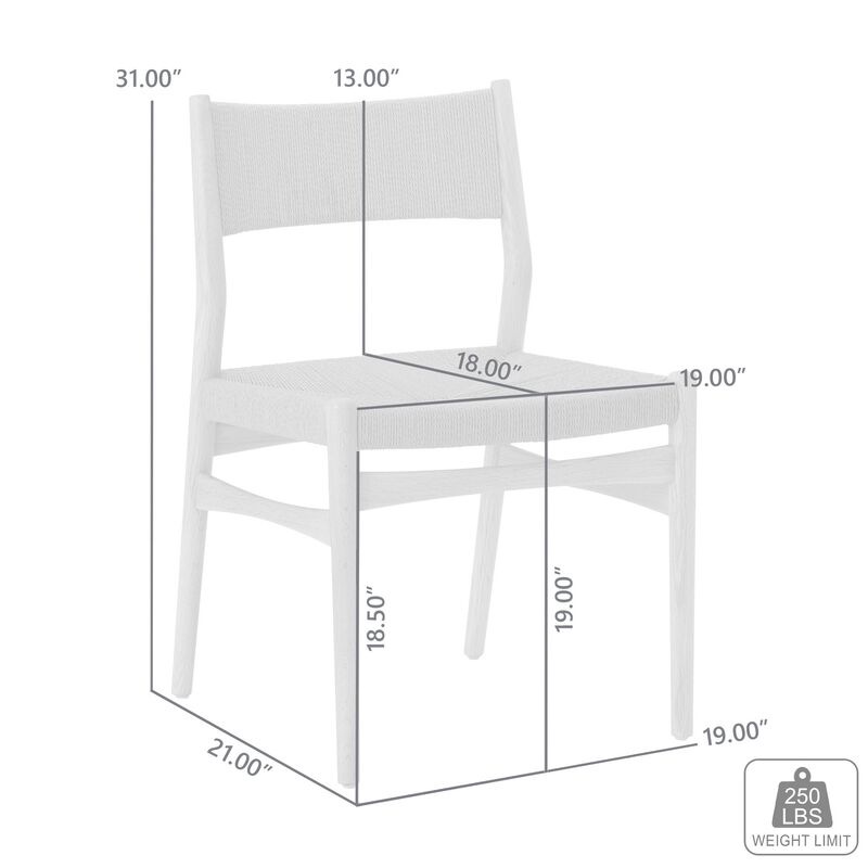 Rie Dining Side Chair Set of 2, Danish Inspired Panel Backrest, Black Woven - Benzara