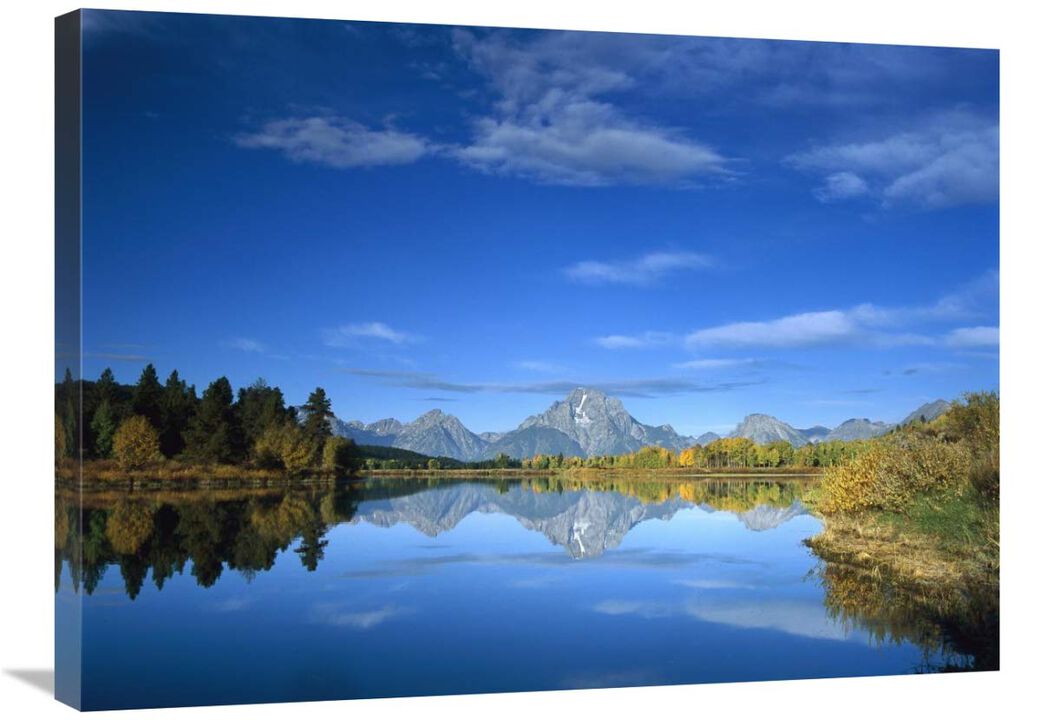 Mt Moran reflected in Oxbow Bend, Grand Teton National Park, Wyoming-Canvas Art-32x24