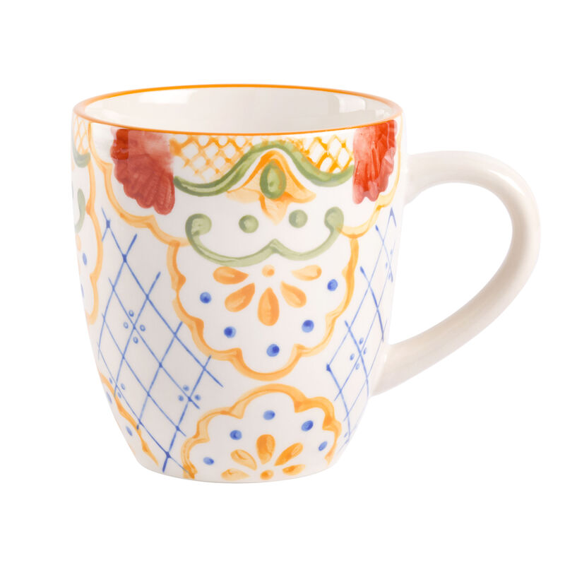 Laurie Gates Tierra Mosaic 4 Piece 17.4 Ounce Hand Painted Stoneware Mug Set