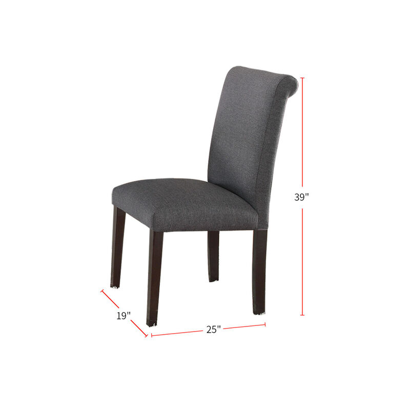 Blue Grey Fabric Dining Chairs, Set Of 2