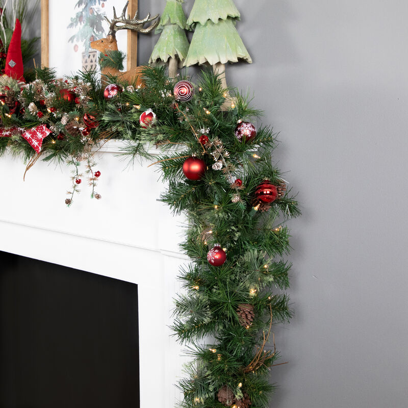 9' x 12" Pre-Lit Country Mixed Pine Artificial Christmas Garland - Clear Dura-Lit Lights