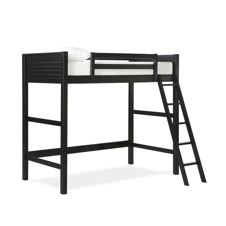 Atwater Living Rollins Twin Wooden Loft Bed with Ladder and Safety Railings