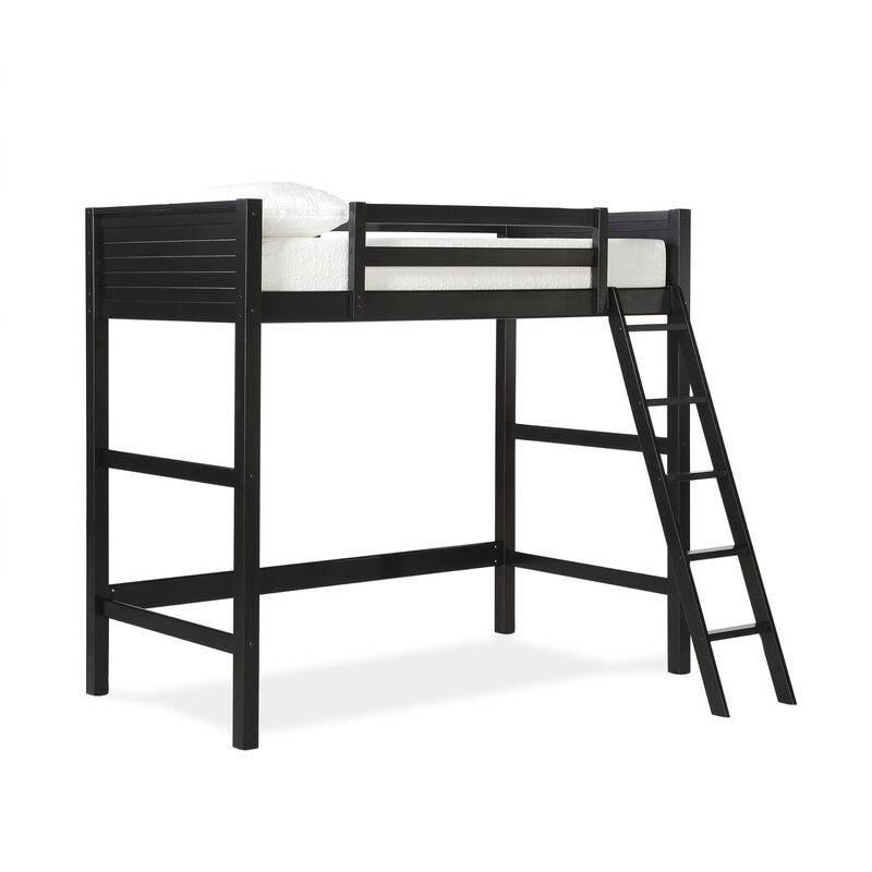 Atwater Living Rollins Twin Wooden Loft Bed with Ladder and Safety Railings