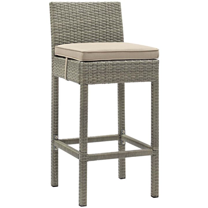Conduit Outdoor Patio Wicker Rattan Bar Stool - Light Gray Beige