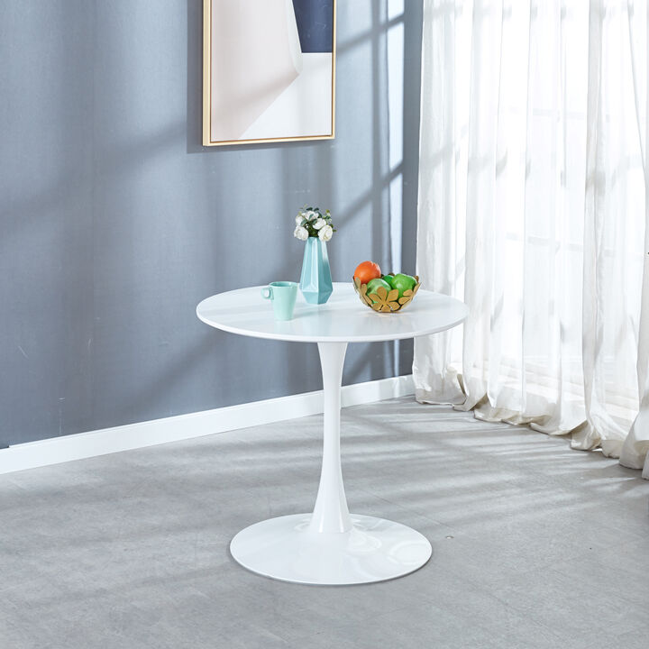 Tulip Table Mid-Century Dining Table For 2-4 People With Round MDF Table Top, Pedestal