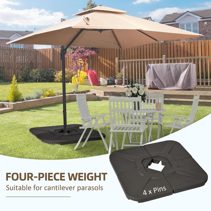 Brown Cantilever Support: 4-Piece 175lb Square Umbrella Base Weights