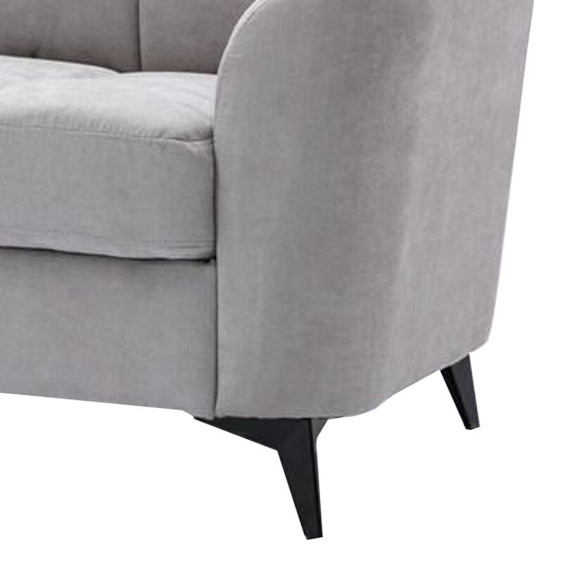 Odin Tufted Cushions, Light Gray Linen Fabric Upholstery-Benzara