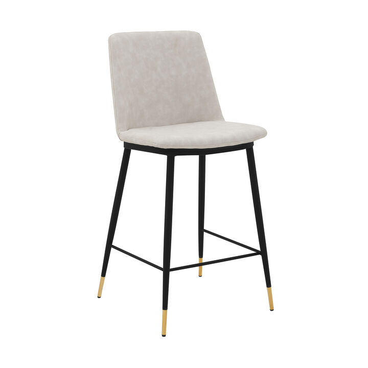 Messina  Cream Faux Leather and Metal Counter Height Bar Stool