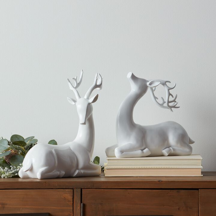 Decorative Polystone Deer Set of 2 for Stylish Living Room Accent
