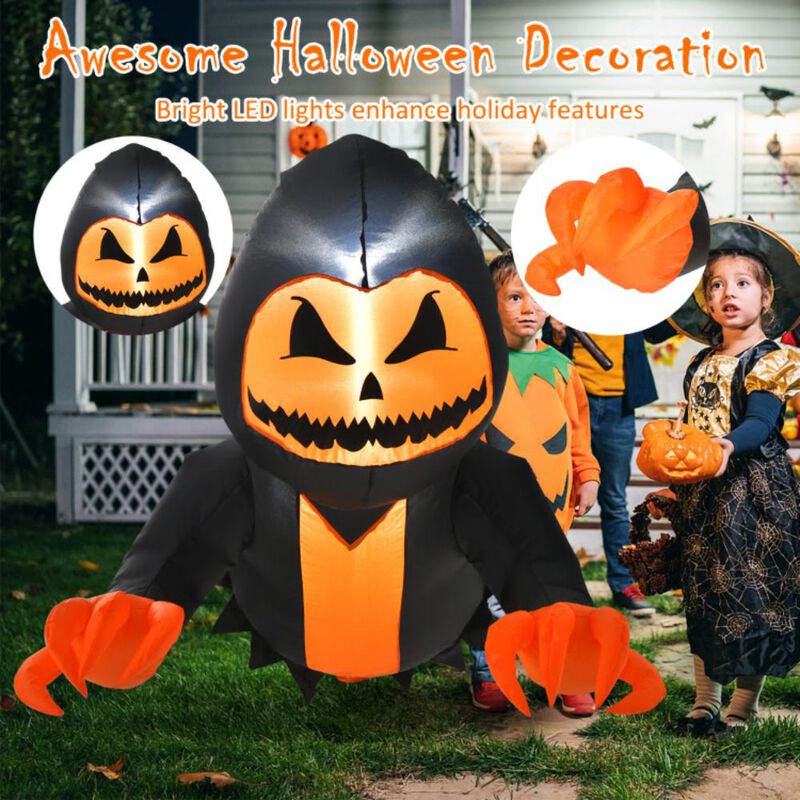 Hivvago 3.3 Feet Halloween Inflatable Pumpkin Head Ghost Broke Out from Window