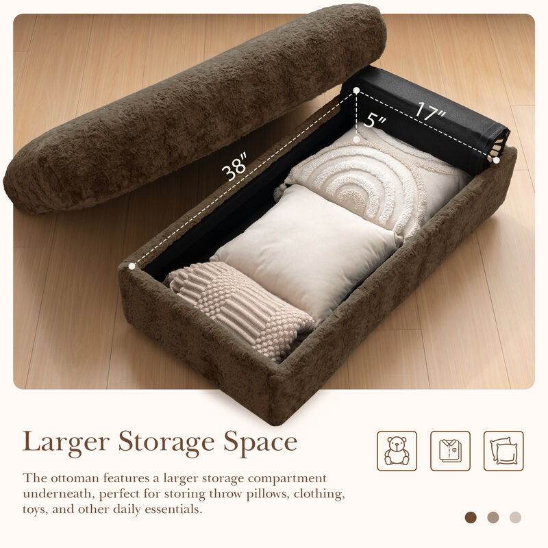 Merax Upholstered Sofa Chair with Storage Ottoman and Armrests