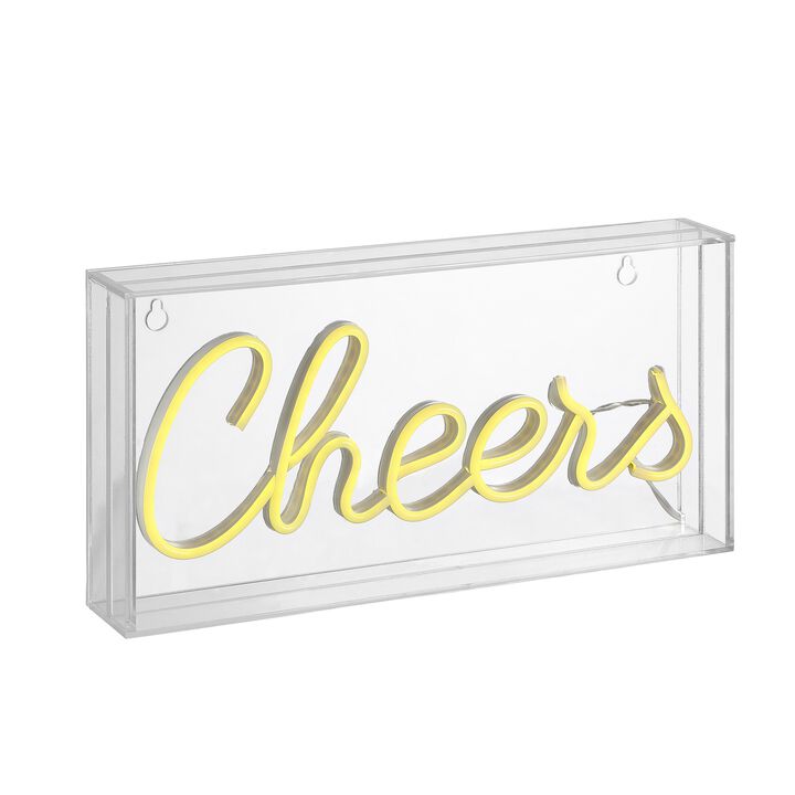 Cheers 11.8" Contemporary Glam Acrylic Box USB Operated LED Neon Light