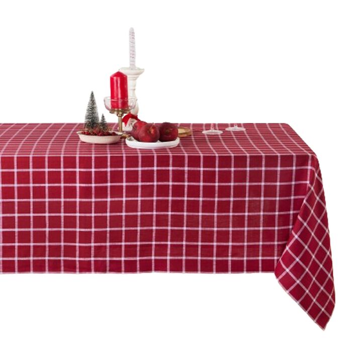 Solino Home 100% Pure Linen Tablecloth | Windowpane Stripe