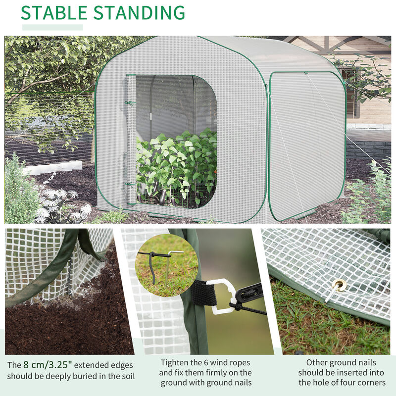 Instant 7' x 6' Backyard Pop-Up Greenhouse, Portable for Tropical Plants, White