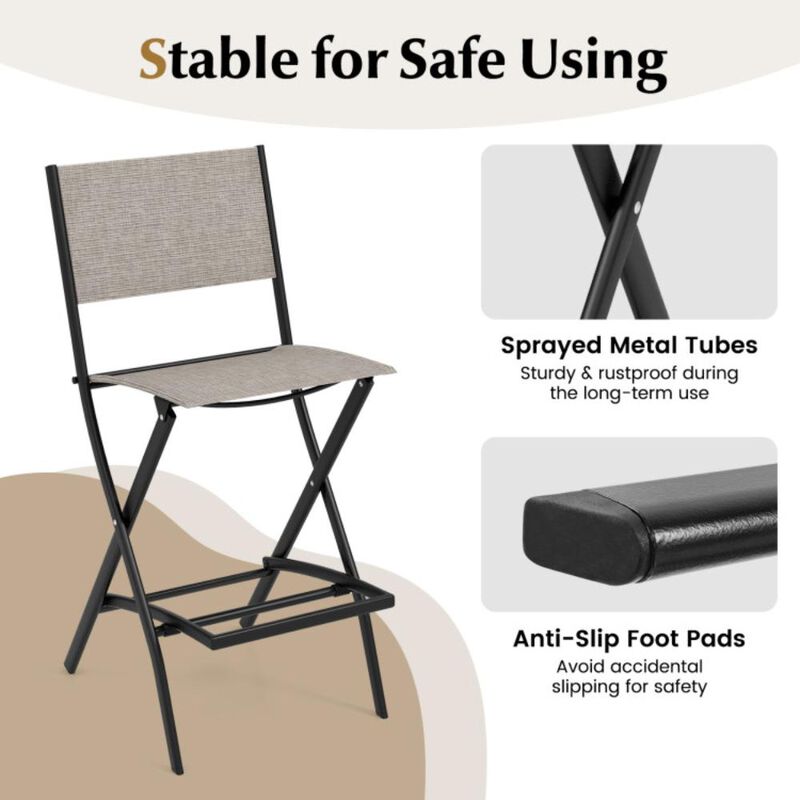 Hivvago Folding Bar Stools Set of 2 Backrest Humanized Footrest
