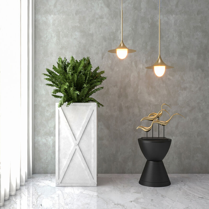 LeisureMod Papyrus Series Rectangle Fiberstone and MgO Clay Planter