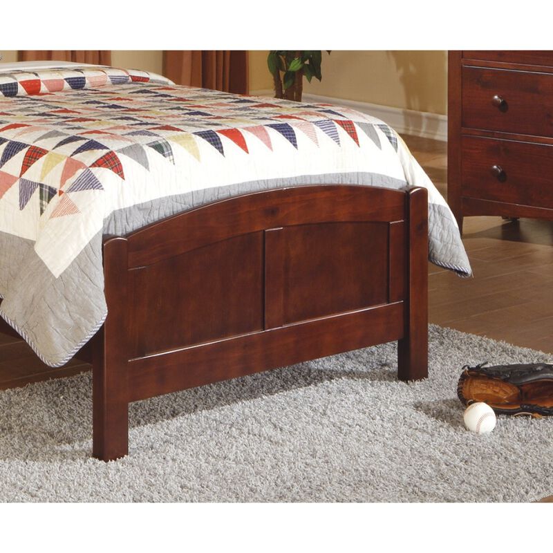 Dark Oak Finish Twin Size Bed Youth Bedroom Furniture Unique Headboard Footboard Rubberwood