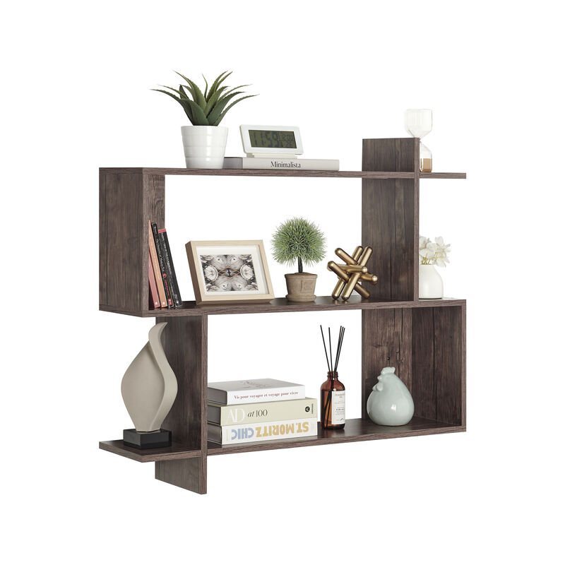 Manasa Floating Geometric Kilter Two-Tier Wall Shelf