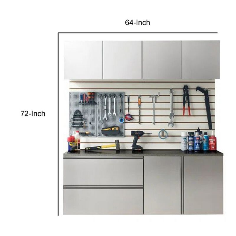 Osy 5pc Wall Mounted Garage Utility Cabinets, Drawers and Doors, Gray - Benzara