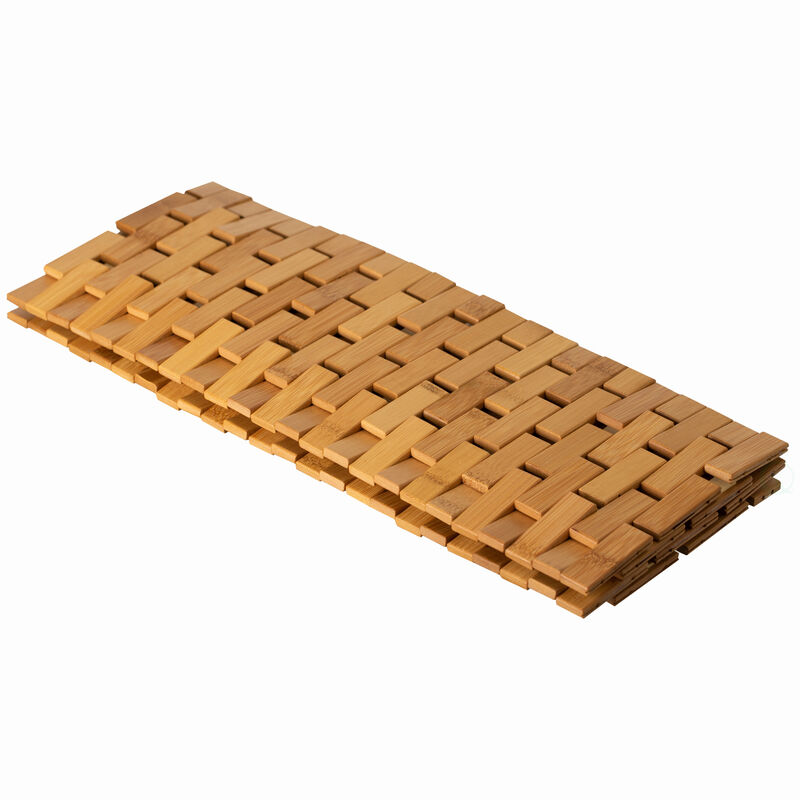 Foldable Bamboo Bath Mat Natural Anti-Slip Rug, Flooring Solution for Stylish Bathroom and Vanity Decor